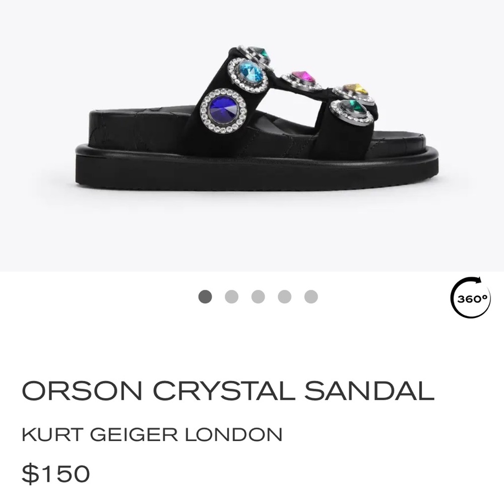 KURT GEIGER LONDON ORSON CRYSTAL SANDAL black 
$150  size 41 US 10.5 new /no box - Picture 6 of 16